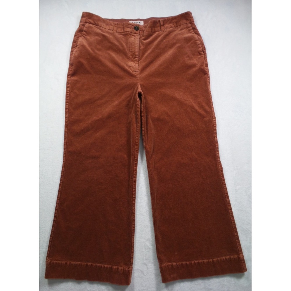 Boden Pants Womens Size 16 Orange Corduroy Wide Leg High Rise Comfort Stretch‎